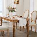 Burlap Style Farmhouse Table Runner, 13 x 90 Inch Off White, Rustic Geometric Hollow Table Runners 90 Inches Long for Dresser Table Everyday Use, 13x90 Inches, Off White