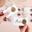 Marspark 50 Pack Wedding Place Cards with Wax Seal and Dried Flowers Table Setting Place Name Card for Wedding Name Card Holiday Birthday Dinner Parties Decorations (Antique Gold)
