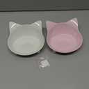 Skrtuan Non-Slip Cat & Dog Food Bowl  Wide, Shallow Pet Dish for Whisker Fatigue Relief, Safe for Puppies & Rabbits (White+Pink)