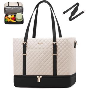 LOVEVOOK Lunch Tote Bag for Women, 15.6 Inch Laptop Work Bag With Lunch Compartment & Large Cup Holder, Lightweight Work Briefcase for Travel, Bussiness, Teacher