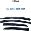 IG Window Visors Fit for 2021-2026 Kia Seltos, Out-Channel Rain Guards Vent Wind Deflectors 4PC, Car Accessories for 21-26 Seltos