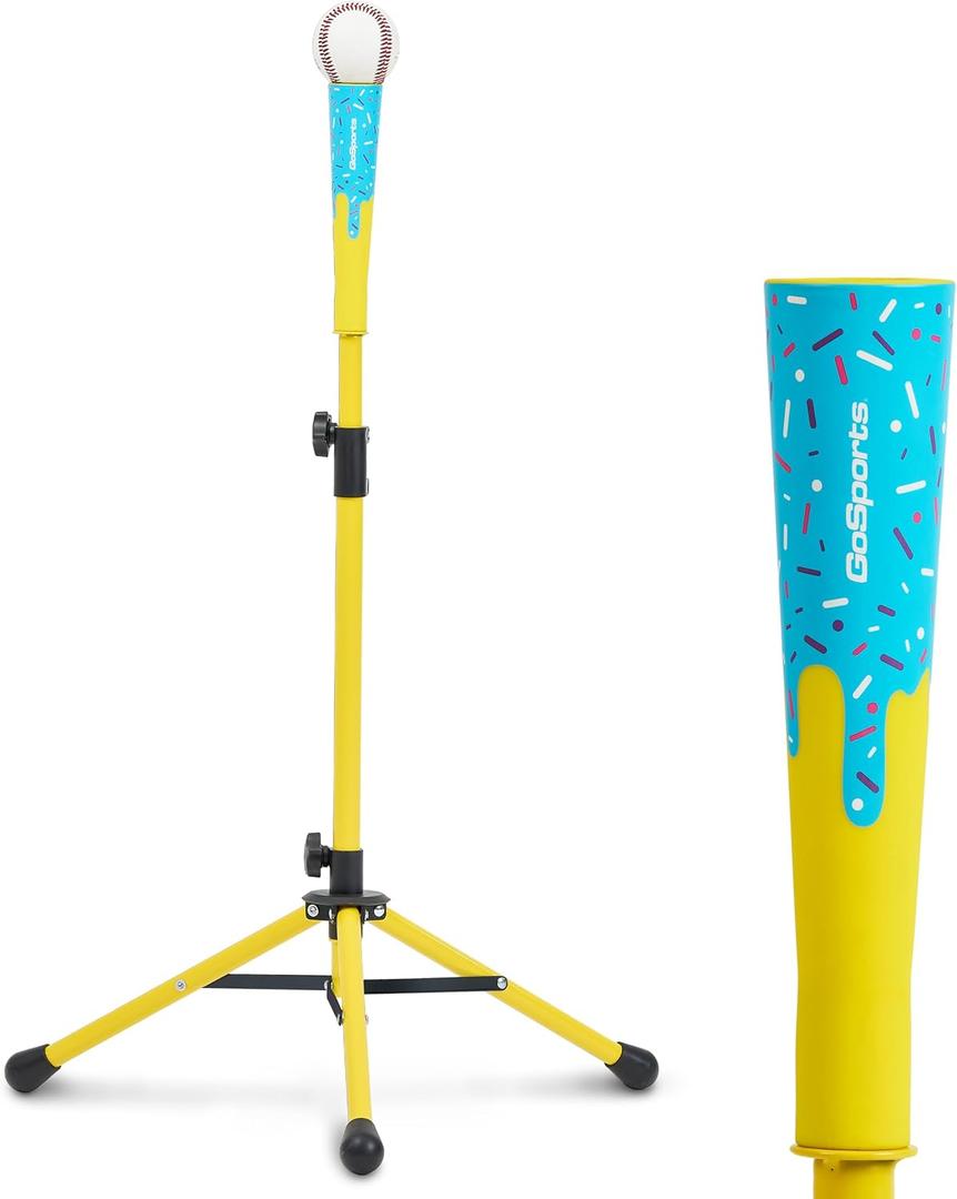 GoSports Baseball & Softball Drip Batting Tee - Adjustable (26.5" - 40") Tripod Hitting Tee with Weighted Steel Base for All Ages - Tball Practice Accessory and Baseball Training Equipment