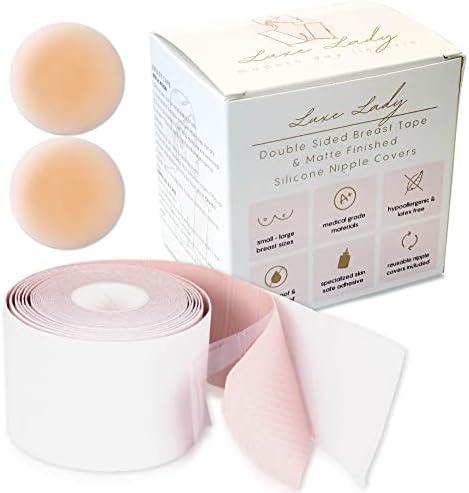 Luxe Lady Double Sided Boobtape only no  Nipple Covers | Double Sided Sticky Bra Alternative - Double Sided Boob Tape | Double Sided Body Tape for Clothes - Skin Safe | Double Sided Tape for Clothes