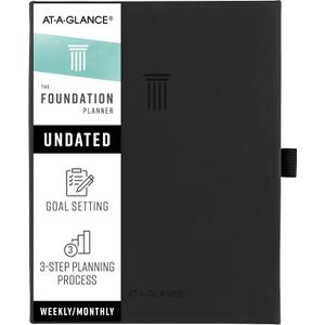 AT-A-GLANCE Foundation Planner, Undated Inspiration Journal, Set Goals, Track Progress, Create Habits, Weekly & Monthly, Small, 5-3/4" x 8-1/4", Black (FD-200-05)