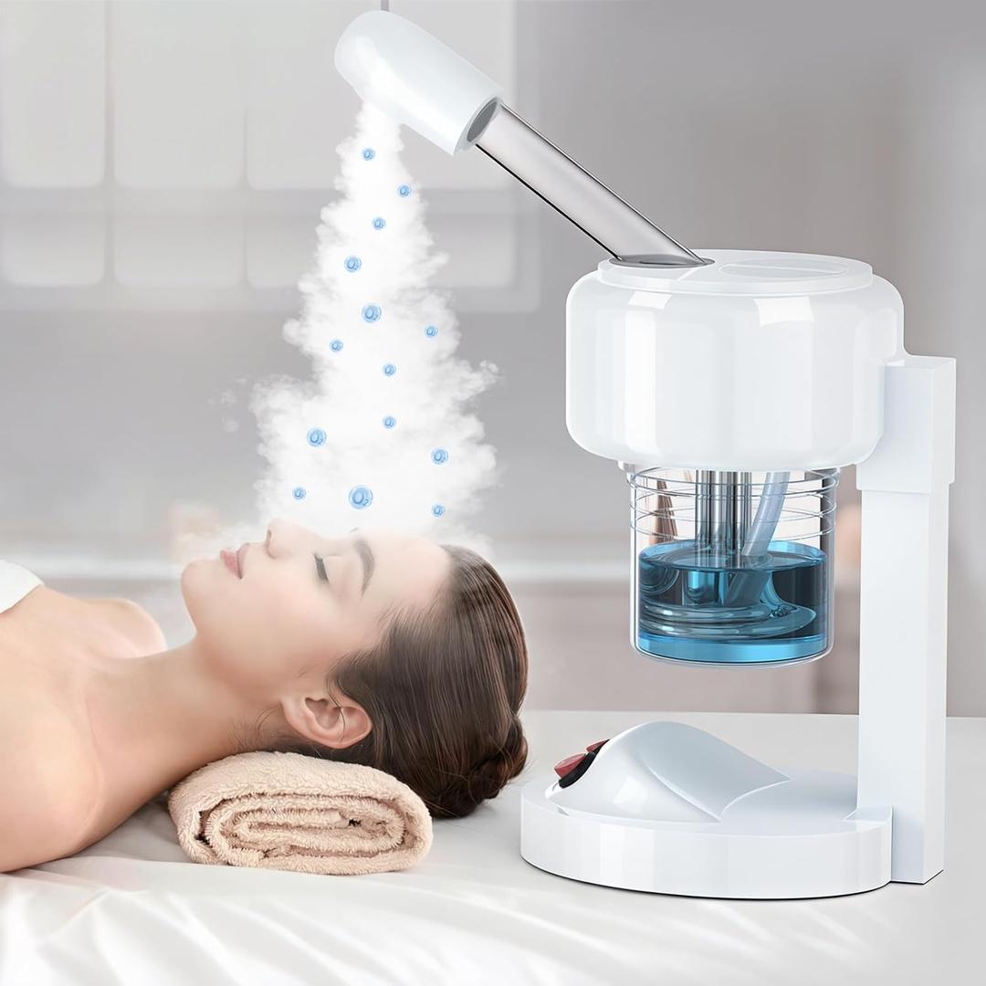 Portable Facial Steamer with Removable Water Cup, UV Nano Ionic Face Steamer for Facial Deep Cleaning, Unclogs Pores, Hydrating and Sinus Relief for Women Men Home SPA, Warm Mist