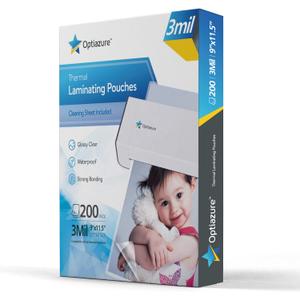 Thermal Laminating Pouches 9"x11.5" Inches, 3mil 200Pack, Laminated Paper, Clear, Letter Size, Office and School Supplies