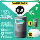 STEM Flying Insect Fan Trap for Indoor Bug Control, Attracts Mosquitoes, Fruit Flies, and House Flies, Plug-in Fan with UV Light, Starter Kit Includes 1 Device and 10 Glue Traps