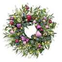 25in Spring Wreaths for Front Door Mothers' Day Wreath Heart Wreath with Lights Artificial Eucalyptus Wreath