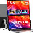 Laptop Screen Extender, 15.6” FHD 1080P Portable Monitor for Laptop, 0.2" Ultra-Thin Display with 100% sRGB, Dual Screen Extender for 13–17” Laptops, Plug & Play for Windows/Mac/Chrome/Android