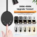 SANKEDOU Wall Mounted Reading Light, Bedside Headboard Lights with 5 Dimming & Color Temperature, USB Output, Night Light & Timers Function, Flexible Gooseneck 3000K-6000K Upgrade Bed Lamp (Black)