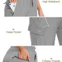 Womens Hiking Pants Lightweight Joggers High Waist Quick Dry Travel Zipper Pockets Athletic UPF 50+, US XL