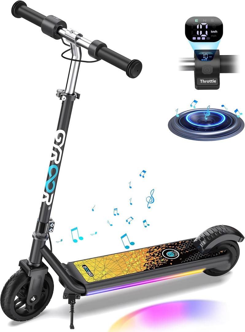 Gyroor H30 Max Electric Scooter for Kids, LED Dispaly, 150W Powerful Motor, Dual Brake System, Adjustable Height and Speed, Best Presents for Kids (H30Max-Black)
