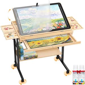 1500-Piece Wooden Puzzle Table with Moving Caster for Family Puzzling, Height Adjustable Puzzle Board with Drawers & Felt Cover for Adults & Kids, Gift for Mom, Parent, and Puzzle Enthusiasts, Medium Size