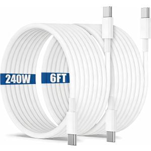 240W USB C to C Charging Cable 6ft, Type C to C Fast Charger Cord Long for Apple iPhone 17 Pro Max/17 Pro/16 Pro/16/15/Macbook Pro/Macbook Air/iPad Pro/Air/Laptop/Samsung Galaxy S25 S24 S23 Ultra/Plus