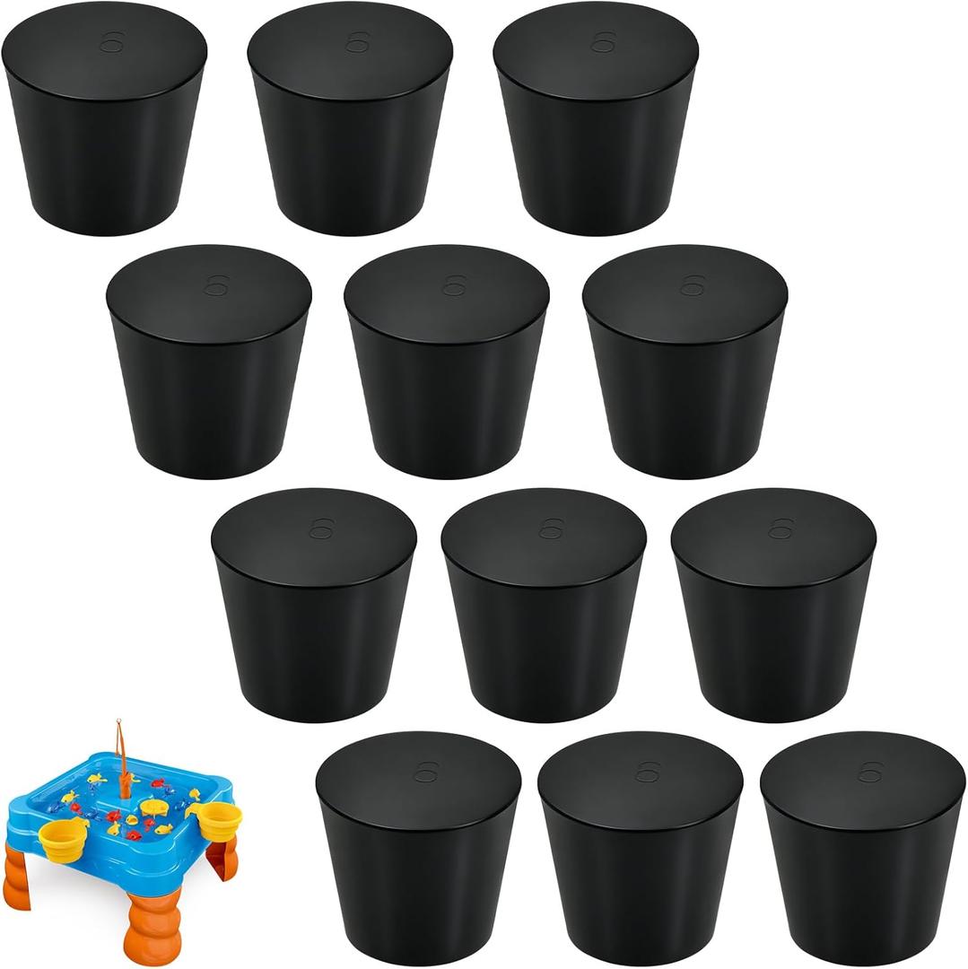 2 x 12 Pcs Water Table Plug Replacement Compatible with Step 2, White Solid Rubber Stopper Tapered Shaped Drain Plug, Good Sealing for Hold Water, Widely Used in Test Tubes and Pots for Plants