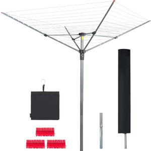 STO STO Umbrella Clothesline Outdoor Drying Rack, 164 Feet Rotary Clothes Drying Rack with Adjustable Height, Folding Laundry Line with Metal Ground Spike for Backyard, Patio, Garden, Heavy Duty