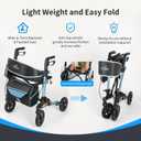 Aojin Rollator Walker for Seniors, Lightweight Foldable All Terrain Rolling Walker with seat, Aluminum Walkers (Blue)