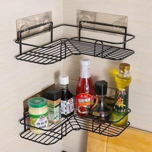 Heart Stainless Steel Shower Caddies Bathroom Wall Shelf - Kitchen Corner Shelves,Waterproof Shelves for Floating Storage,Storage Rack for Living Room Kitchen (Black)
