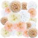 EPIQUEONE 20 Pieces Blush Pink, Dusty Rose, Mauve, Cream Tissue Paper Pom Poms - Ceiling and Party Decorations - Backdrop Flowers (White, Ivory, Peach, Champagne)