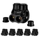 Insulated Connector 2 Port Multi Tap Connector 2/0-6 AWG Single-Sided Entry Aluminum to Copper Wire Connectors Slotted Allen Hex - 6 Pack