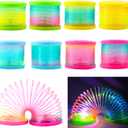 8 Pack Glow Coil Spring Toy, Mini Springs Rainbow Magic Fidget Toys for Kids Boys Girls, Glow in the Dark Party Favors, Projection Star Night Light toy Carnival Prize, Pinata Fillers for Toddlers