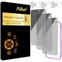Ailun 3 Pack for iPhone 17 Pro Max Privacy Screen Protector [6.9 inch]+ 3 Pack Camera Lens Protector with Installation Frame,Dynamic Island Compatible,Anti Spy Tempered Glass[9H Hardness]-HD