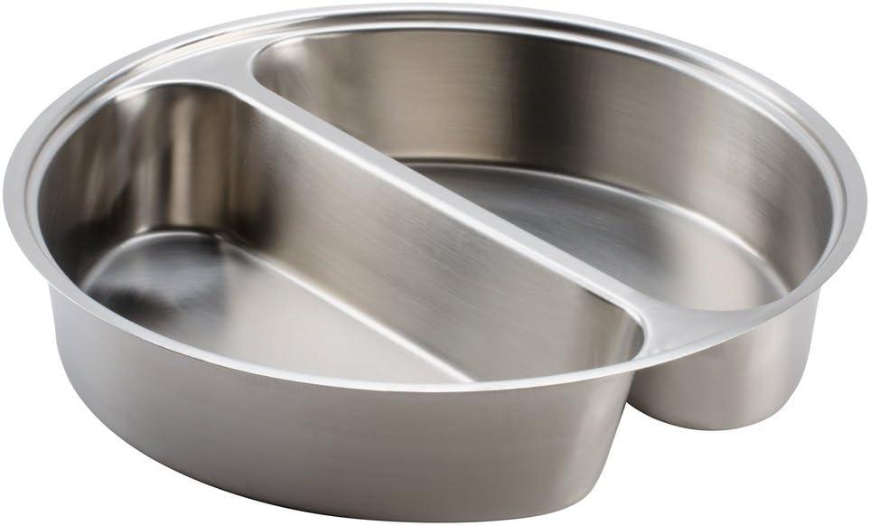 Winco Round Divided Food Pan, Stainless Steel Medium
