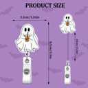 4 x Fall Halloween Badge Reel Cute Ghost Badge Reels Retractable Fall Badge Clip Acrylic Retractable Badge Holder with 360 Rotating Alligator Clip, Funny ID Badge Holder for Nurse Doctor Teacher Student