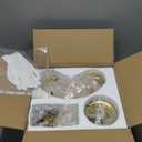 Bestier Gold Modern Pendant Chandelier Crystal Raindrop Lighting Ceiling Light Fixture Lamp for Dining Room Bathroom Bedroom Livingroom entryway 1 E26 Bulbs Required D13 in x H16 in