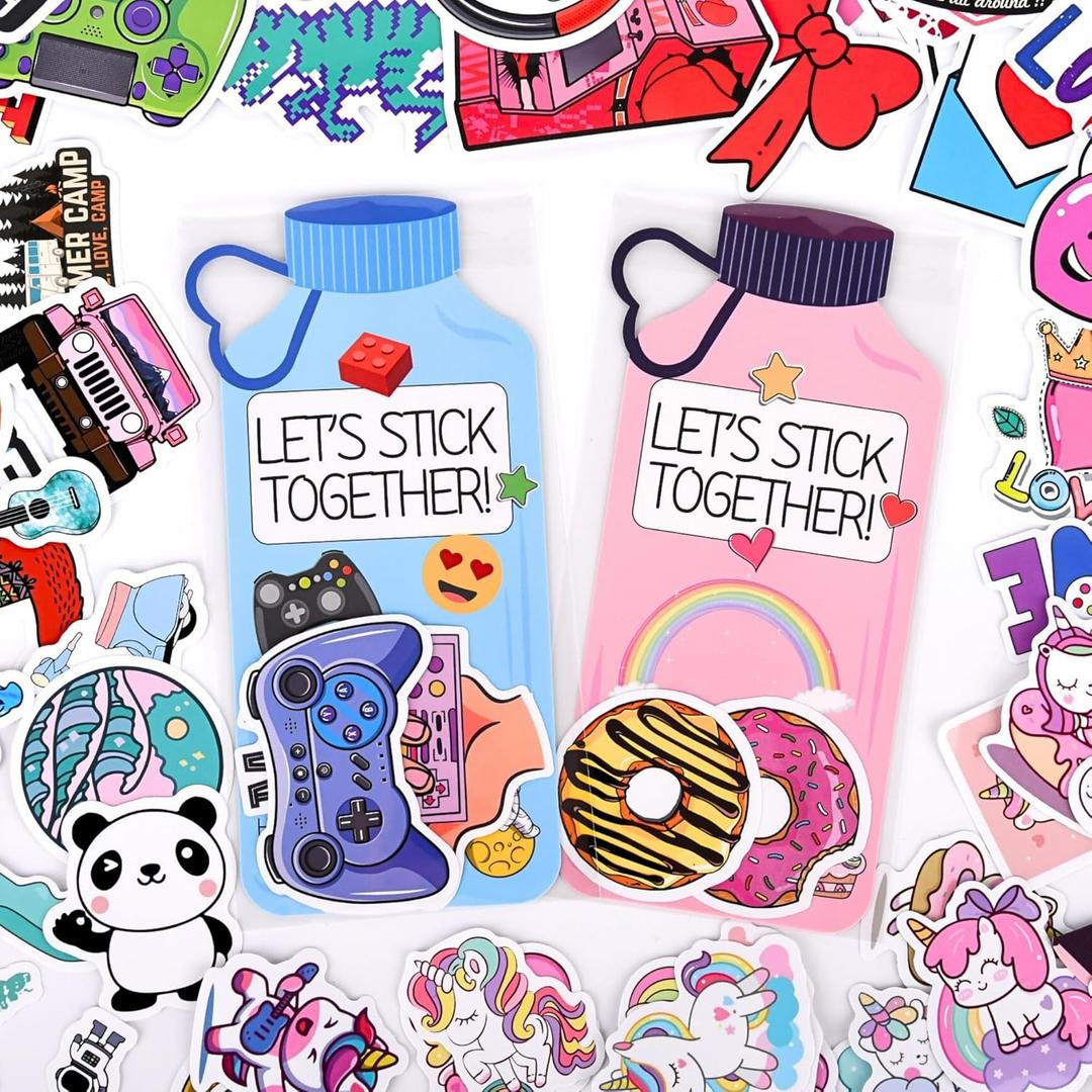 VIZAUZIE Valentines Day Cards for Kids School  48 Sets Valentine's Cards Classroom for Boys Girls Class  Stickers Valentine Exchange Gift Bulk