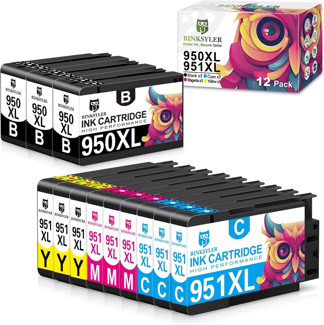 Paquete combinado de 3 cartuchos de tinta 950XL y 951XL compatibles con impresoras HP 950XL 951XL 950 951 para HP Officejet Pro 8600 8610 8620 8625 8100 (3BK/3C/3M/3Y)