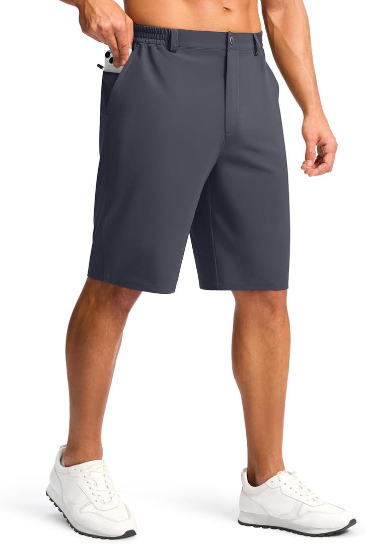G Gradual Casual Shorts for Men 11" Lightweight Men's Golf Shorts Stretch with 3 Pockets Quick Dry Summer Breathable Shorts (Charcoal)