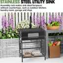 Black utility sink, 25x18 Inch Stainless Steel Freestanding Laundry Sink Practicality With Accessories-Black Faucet,Soap Dispenser, SS Sink Grid, Colander For Laundry,Garage,Outdoor Kitchen,Garden...