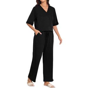 Pajamas for Women Set 2 Piece Short Sleeve Lounge Sets Soft Pjs and Long Pajama Pants Casual Loungewear Sleepwear