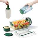 Salad Jar with Side Opening, Salad Pod with Dressing Cup & Measurements, Includes Carry Bag for Fitness Meal Prep, Work Lunch, Travel, Camping, Picnic, Parties