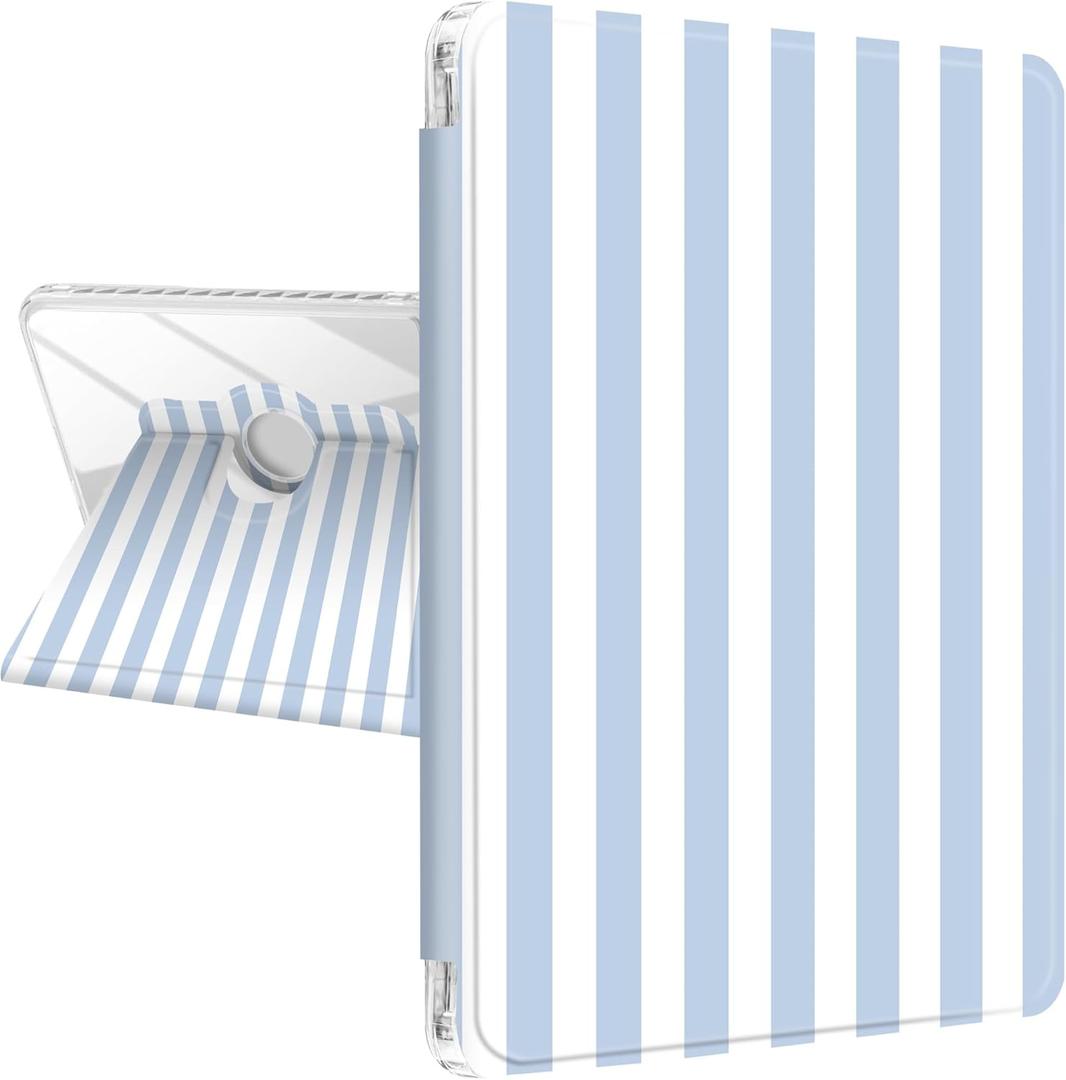 TopPerfekt Case for iPad 11th (A16) 11-inch 2025 / 10th Generation 10.9-inch 2022, Striped Cute Style Case Shockproof Auto Sleep/Wake 360 Degree Rotation Stand Cover Clear Back- Blue