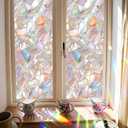2 x Iridescent Mosaic Stained Glass Window Film Colorful Window Privacy Film Stained Decals Static Cling Sun Blocking Decor for Home Office Windows Doors Glass Partitions 17.7x39.3 inch