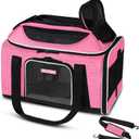 Petskd Top-Expandable Pet Carrier 17x11x9.5 Inches Alaska Airline Approved, Soft-Sided Carrier for Small Cats and Dogs with Locking Safety Zippers and Anti-Scratch Mesh(Pink)