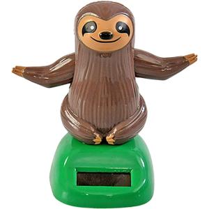 Sloth Solar Dancing Figures, Solar Powered Shaking Hand Doll Toys for Car Dashboard Decoration, Desk or Windowsill Decor (A-Brown)