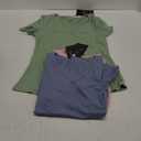 Ficerd 3 Pack Women's Short Sleeve Cotton T-Shirts V Neck Ribbed Slim Fit Tops Ladies' Casual Summer Basic Tee (Haze Blue, Light Pink, Matcha Green) Small