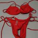 SOLY HUX Bathing Suit for Women Halter Ring Linked Tie Side Bikini Sets Two Piece Swimsuit Plain, Red, Medium