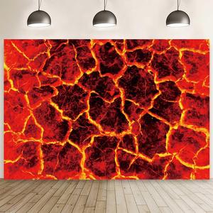 7x5ft Lava Backdrop Volcanic Eruption Burning Ground Photography Background Roaring Flame Heat Red Cracked Rock Texture Decorations Banner Wall Art for Bedroom Living Room Home Decor Props