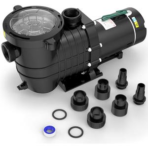 Seeutek 2.0 HP Pool Pump Above Ground and Inground,6900 GPH Powerful Self Primming Swimming Pool Pumps with Strainer Filter Basket,Upgraded 110V/220V Dual Voltage, 60HZ Silent Operation (Black)
