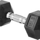 Amazon Basics Rubber Hex Dumbbell Hand Weight, 15 LB