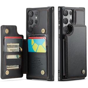 Vinich for Samsung Galaxy S24 Ultra Case with Card Holder, for Samsung S24 Ultra Wallet Case for Women Men with RFID Blocking, Durable Kickstand Shockproof Case for Galaxy S24 Ultra 5G, Black