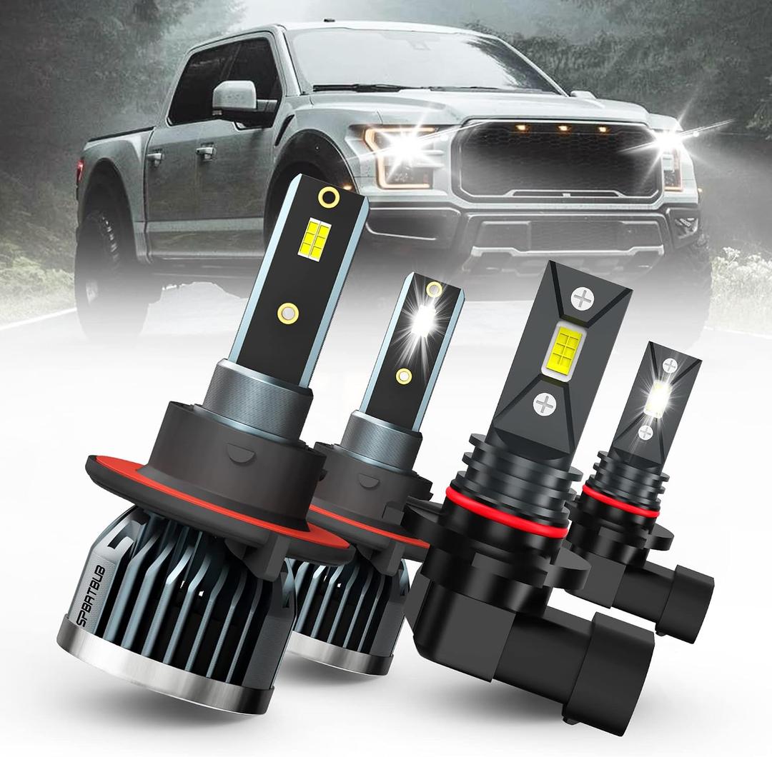 Led Headlight Bulbs, compatible with (2004-2014) FORD F-150 led headlights, 9008/H13 High & Low Beam Bulbs +9145 LED Fog Light Bulbs, Pack of 4