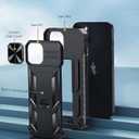 FNTCASE for iPhone 15 Protective Phone-Case: for iPhone 14/13 Military Grade Dropproof Phone Cover with Kickstand & Slide | Heavy Duty Rugged Phonecase Bumper Textured (Black)