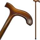 FLYDRUM Wooden Walking Cane for Men and Women, One-Piece Wood Cane, 36 Inch Wood Walking Stick for Men and Women, Ergonomic Wood Cane for Seniors (Walnut)