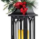 Taman Christmas Lantern, 15.5" Decorative Hanging Candle Lantern Metal Vintage Light Battery Operated for Outdoor Christmas Patio Garden, Table,Party Decor, 1 Pack