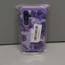 for Galaxy S24 Case,3 in 1 Oil Painting Flower Pattern Heavy Duty Shockproof Protection Silicone Rubber Bumper+Hard Plastic Hybrid Protective Cover for Samsung S24 6.2",Purple